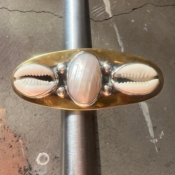 Artisan Ring, Silver, Brass Shell, Handmade, Bold, Custom, Statement, Rings - Picture 1 of 6